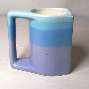 Padilla Stackable Coffee Mug Turquoise Blue Purple Stripes Striped Pottery